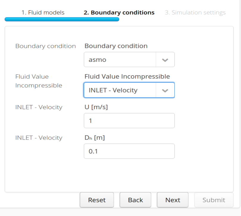 Velocity inlet boundary condition application to selected boundary "asmo"
